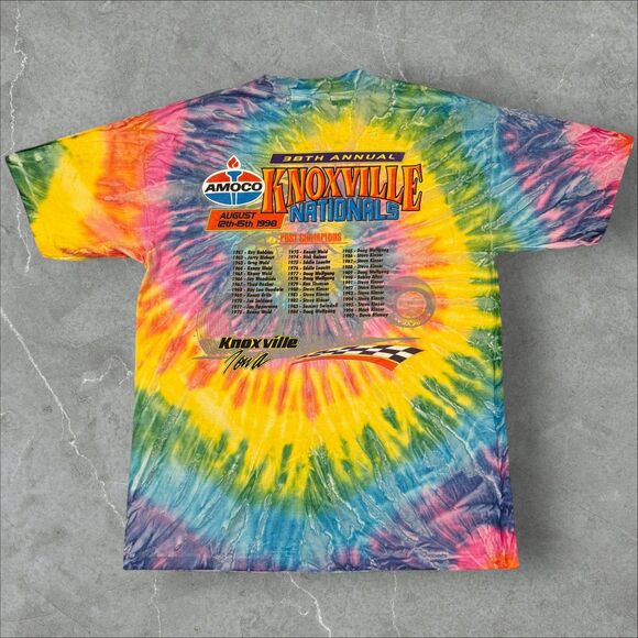 VTG 1998 Knoxville Nationals Good Year Sprint Car Racing Double Sided Tie Dye XL - Picture 2 of 8
